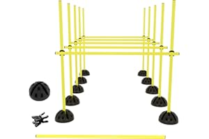 ‎TRMLBE TRMLBE Sprungstangen-Set Agility Hürden Set für fußball Kinder Trainingsstangen Slalomstangen mit Stangen, Standfüße und Verbindungsclips für Koordinationstraining und Agilität