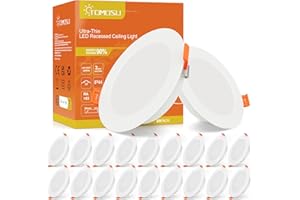 Tomosu Spot LED Encastrable Extra Plat, 7W 700LM Equivalent 70W Incandescence, IP44 Spot Etanche Salle de bain, Blanc Neutre 4000K, Trou Φ95-105mm, AC220-240V, Pour Cuisine, Salon, Chambre, Lot de 20