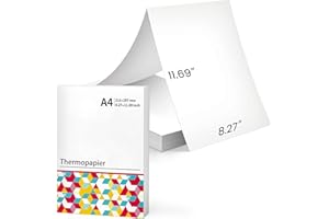 COLORWING Papel Termico Impresora A4 para Impresora Portatil, Papel Termico para Impresora Térmica Portátil M08F, Compatible con Brother PJ762/PJ763MFi, Phomemo M08F, HPRT MT800/MT800Q, 210 x 297 mm, 200 hojas