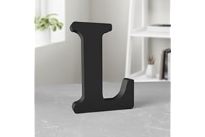 Aruatu 8 Inch Black Wood Letters Unfinished Wood Letter for Wall Decor Decorative Standing Letter Large Letters for Wall Decoration for Craft Home Party Projects (L)