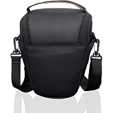 Camera bag black 21 x 18 x 11 cm, removable strap | Padded interior, side pocket and adjustable strap for compact, digital an