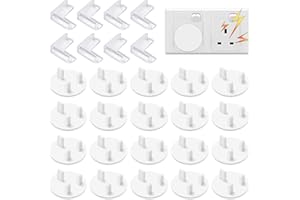 MOICAINY 20 Plug Socket Covers UK+8 Corner Protector,Plug Covers for Sockets UK,Plug Protectors Baby Plug Socket Covers,Socket Covers Baby UK,Child Safety Plug Socket Covers,Safety Plug Covers for Sockets Baby