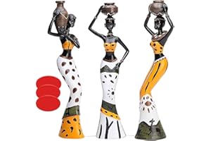 MonLiya 3 Stück afrikanische Skulptur, Afrikanische Deko Frauenfigur Mädchen Figur Statue Dekor Zuhause Dekorative Schwarze Figuren Kreative Handwerk Puppen Ornamente