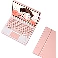 Keyboard Case Flip Stand for iPad 10.9 Inch Air6(2024) Air 4th/5th Generation With Touch pad Arabic and English Bluetooth keyboard Smart Trackpad Detachable with Pencil Holder iPad cover (Pink)