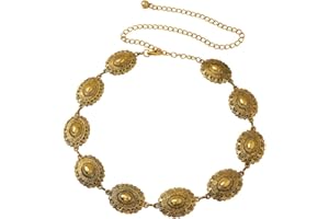 EMOTTOS Cinturón de cadena Concho para mujer, Cadena de cintura de metal ajustable Western Cowboy Cowgirl para mujeres, Cinturones boho exquisitos para jeans vestido