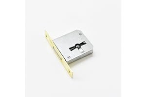 HOLZANDO Möbelschloss mit Messingstulpe eckig (Rechts, Dornmaß 25mm) Eisen Roh