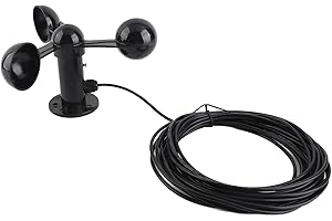 AQXREIGHT Sensor De Velocidad Del Viento Anemómetro De Tres Tazas Con Cable Impermeable 8M Y Orificio De Montaje 4cm Ideal Para Monitoreo Meteorológico En Exteriores Y Centrales Eléctricas