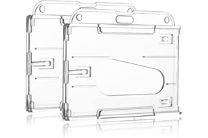 Molain Lot de 2 porte badges transparents en plastique rigide avec fente pour le pouce, porte Badge de carte d'identité Protecteur de carte de crédit d'identité pour cartes (horizontal)