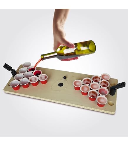 Mini Beer Pong Relaxdays – Jeu à Boire Avec 25 Gobelets Rouges (4 Cl) – Plateau En Bois, Balles Et Catapultes – Parfait Pour Fêtes Et Anniversaires - 11