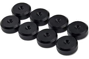 PrecisionGeek – Speaker Spike Pads Ø20 mm, Chamfered Shape, Black Aluminium, Vibration Dampers for HiFi Speakers, Subwoofers, Cabinets, Stands and Soundbars – Set of 8 Pads