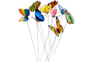 HomeTools.eu® Lot de 10 papillons décoratifs pour jardin, balcon, multicolores, 7 x 5 cm