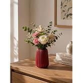 Kırmızı &Ccedil;izgili Dekoratif &Ccedil;i&ccedil;ek Vazosu, Modern Stil, 15 cm x 7.5 cm | PLA 3D Baskı