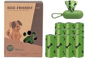 feyiubmen Selbsthaltende Kotbeutel, 10 Rollen á 150 Beutel, Biologisch abbaubare 150 Beutel Hundekotbeutel aus Maisstärke Mischung 100% Auslaufsicher und Reißfest (150 Stück, Grün)