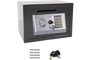 JAOSY New Safe Security Metal Money Bank Deposit Cash Savings Saving Box, Digital Safe Value Safe Electronic Home Steel Safe Box w/2 Emergency Keys, 10 Year Warranty(Large Size 16L, Gray)