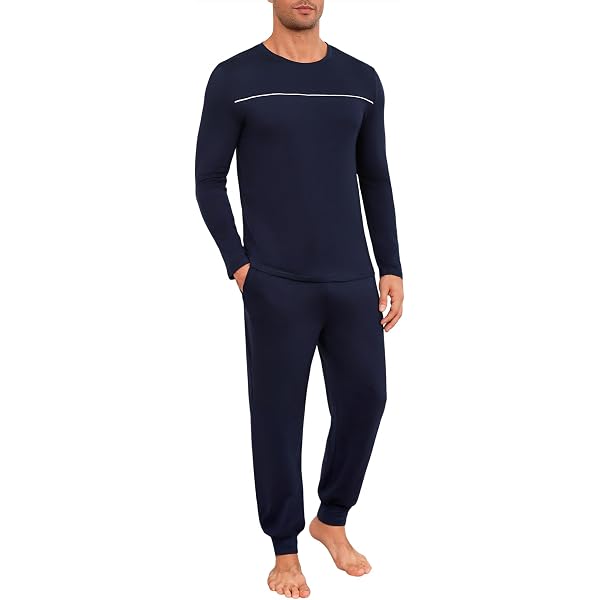 Pyjama Homme Hiver – Coton Doux – Col V – Manches Longues Avec Poches – Taille S à 4XL