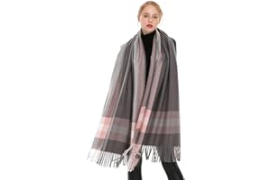 Longwu Donna Morbida sciarpa in lana di cashmere Grande scalda Pashminas e avvolgente coperta con stola calda