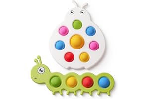 Bambebe 2PCS Baby Fidget Popper Sensory Toys for 10+ Months, Montessori Push Bubble Toys for Toddlers Age 1-3, Fine Motor Skills & Stress Relief, Travel Educational Toy for Boys and Girls