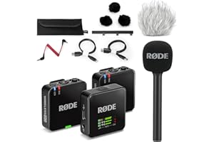RØDE Rode Système de microphone sans fil GO Gen 3 2 canaux avec adaptateur manuel Interview GO et protection contre le vent en fourrure Keepdrum