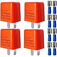 Gebildet 4pcs Universal 12V 2-Pin Flasher Relay, Auto Motorcycle LED Turn Signal Flasher Relay, Speed Adjustable Electronic Turn Signal Hyper Flash Indicator Light, Blink Relay (Orange)