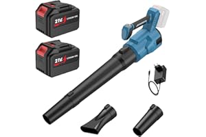 IERAKOR Soplador de Hojas, Soplador a Batería 21V con 2 Baterías de 4,5 Ah, Velocidad de Aire 240 km/h, 3 Velocidades Ajustables, Motor sin Escobillas, 2 Tipos de Boquillas, para Jardín, Hojas, Polvo y Nieve