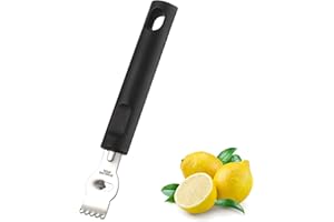 PATELAI Pelador de Limón Rallador Profesional de Limón con Cuchillo Canelle Rebanadora de Limón de Acero Inoxidable para Cóctel de Ginebra Naranjas de Lima Utensilio Cocina (PP Handle, 6.1 Inch)