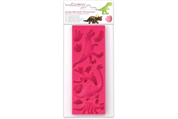 Scrapcooking 3449 Dinosaures Moule Pâte Silicone Rose 21,7 x 9,5 x 0,8 cm