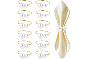12 servettringar Guld, serviettspänne med pärlor, servetthållare, vintage bordsdekoration, serviettringar för bröllopsfest, m