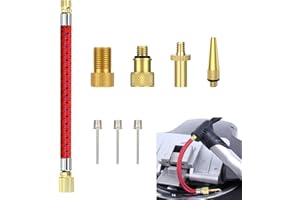 KMUQSHY 8 Piezas Adaptadores Válvula para Bicicleta Universal, Adaptador Presta Schrader Compatible con Válvulas AV, DV, SV, Incluye Agujas de Bola, Extensión de Válvula y Adaptadores de Colchón de Aire