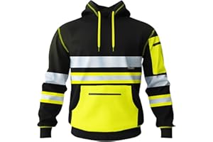 kraftd Mens Hi Vis Hoodie High Viz Hooded Sweatshirt Workwear Hoody With Reflective Tape