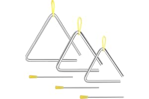 EASTROCK Triángulo Instrumento 3 paquetes 4 5 6 pulgadas Juego de instrumentos de percusión mano triángulos con golpeador