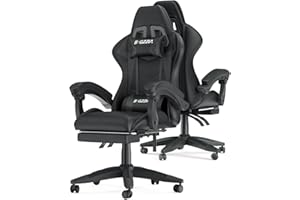 Racingreat Sedia da gaming, ergonomica, per gamer, con cuscino lombare e poggiatesta, regolabile in altezza, sedia per computer, per ufficio, per adulti, ragazze e ragazzi (Con poggiapiedi,Nero