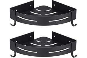 Hoomtaook Duschregal Eckablage Duschkorb Duschablagen Ohne Bohren für Bad, Matte Finish, Badregal, 2 Stück Schwarz