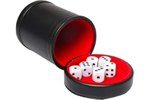 TOPTAN Topteng-dice cup Kunstleder-Würfelbecher mit Deckel Enthält 6 Würfel, roter, mit Filz ausgekleideter, ruhiger Würfelschüttler für Lügnerwürfel Farkle Yahtzee-Brettspiele, Rot