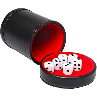 ImnBest Dice Cup - Ensemble de dés en Cuir avec 25 dés, étui de Rangement et de Transport Exclusif en Similicuir avec Fermeture magnétique pour Farkle, Yahtzee ImnBest Dice Cup - Ensemble de dés en Cuir avec 25 dés, étui de Rangement et de Transport Exclusif en Similicuir avec Fermeture magnétique pour Farkle, Yahtzee