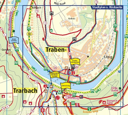 Book's Cover of Rad- und Wanderkarte Mittelmosel, Bernkastel-Kues - Traben-Trarbach - Kröv: Mit Ausflugszielen, Einkehr- & Freizeittipps und Stadtplänen, wetterfest, reissfest, abwischbar. 1:25000 (Livre en allemand)