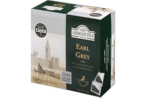 ‎AHMAD TEA Ahmad Tea - Earl Grey - Schwarztee aus Größeren Teeblättern mit Bergamotte - Englische Teebeutel ohne Band mit 2g Tee pro Portion - 100 Teebeutel