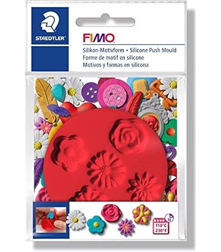 STAEDTLER FIMO Motiv-Form Herzen – Hitzebeständige Silikonform, Ø 7 Cm, Für Backen & Basteln