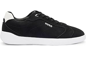 HUGO Mens Riven Tenn Logo-Detail Trainers in Faux Leather Size