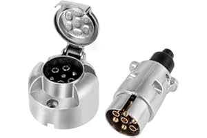 upain 7 Pin Trailer Plug Socket Metal 12V 7 Pin Plug Socket Connectors Waterproof Aluminum Alloy Auto Lamp Connector Tow bar Towing Trailer Socket for Truck RV Cars Boat Caravan