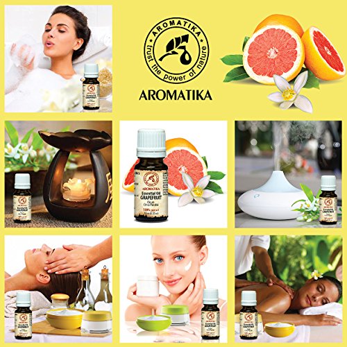 Grapefruit Öl 100 % naturreines ätherisches 10ml 0,33 oz, Reine & Natürliche Grapefruitöl – Citrus Paradise, Südafrika – für guten Schlaf /Stressabbau /Beauty /Baden/ Körperpflege /Wellness/ Schönheit /Aromatherapie / Entspannung /Massage /SPA /Aroma diffuser / Duftlampe / Raumbeduftung / Kosmetik /Kosmetikanreicherung /Aromatherapeutische/ Unverdünntes /Therapeutische / Alternative medizin; Glasflasche, von AROMATIKA - 3