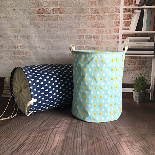 Inwagui Faltbare Wäschekörbe Wäschesäcke,Kinder Spielzeug Aufbewahrungskorb Aufbewahrungstasche 35 * 45cm-Regentropfen A - 5