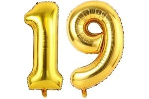 Vthoviwa 40 Pollici Palloncini Numeri 19/91 Oro, Pallone 0. 0123456789,10-19,20-25,30,40,50,60,70,80,90 Compleanno Numero Palloncini Foglio,Palloncino 19/91 Decorazione Festa Supporta Elio
