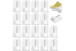 ALLisWE 20PCS Self-Adhesive Hooks Net Curtain Hooks Stick on Net Curtain Rod for Curtain Pole Support Plastic Sticky Hooks for Net Curtain Rods Key Door Back Hook for Bathroom Bedroom Kitchen