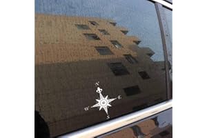 HANDMADE BY STUKK Pegatina de vinilo con diseño de mandala, brújula, 15,8 cm x 15,5 cm