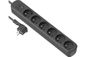 Electraline 32053 Bloc 6 prises avec interrupteur/fiche plate 1,5 m Noir