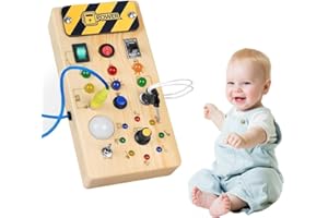 OBEST Montessori Busy Board zabawka ze światłami LED, deska do zajęcia dla niemowląt, zabawka edukacyjna, zabawka podróżna dla małych dzieci od 3 lat