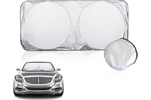 BEIIEB 1 visera parasol para parabrisas delantero de coche de 150 x 85 cm, visera parasol interior plegable, aislamiento térmico y protección UV, adecuada para la mayoría de los vehículos.