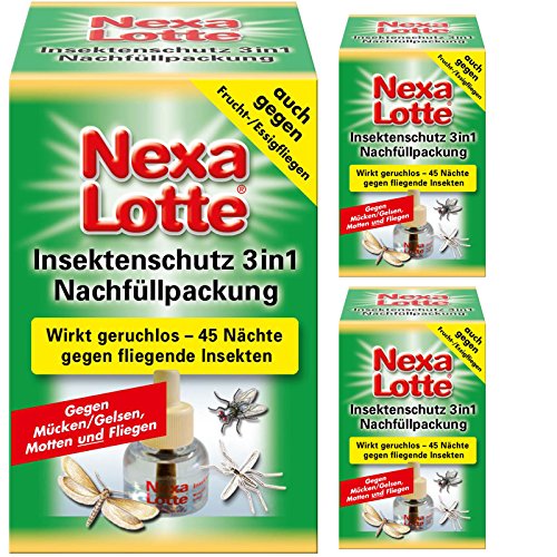3 x Nexa Lotte Nachfüllpackung für Insektenschutz 3 in 1, Mückenabwehr