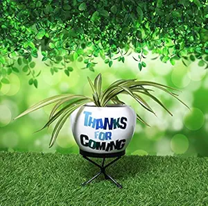 HINS 7 Inch Thanks For Coming print Polka Metal Round Shape Flower Plant Pot With Stand Metal Pots For Indoor Plants I Elevated Garden Planter I Raised Planter I Ecofynd Pots I Raised Planter Box I Ascent Homes Metal Planter I Raised Planter Box With Legs I Brass Pots For Indoor Plants I Golden Planter I Mid Century Plant Stand I Brass Planters For Indoor Plants I Indoor Plant Stand For Living Room I Metal Planters Pot For Indoor Plants designer pots for indoor