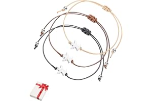 QIUJUNDE 3 pezzi d'argento Angelo Custode Bracciale Set fortunato, BFF Amicizia Ladies Bracciali Chiusura Tessuto Portafortuna Regalo per adolescenti Bambini Ragazze Donne Migliore Amico Battesimo Comunione